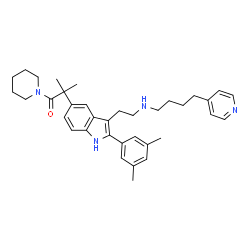 ChemSpider 2D Image | 2-[2-(3,5-Dimethylphenyl)-3-(2-{[4-(4-pyridinyl)butyl]amino}ethyl)-1H-indol-5-yl]-2-methyl-1-(1-piperidinyl)-1-propanone | C36H46N4O