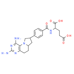 ChemSpider 2D Image | N-[4-(1,3-Diamino-5,6,6a,7,8,9-hexahydropyrimido[5,4-e]indolizin-8-yl)benzoyl]glutamic acid | C22H26N6O5