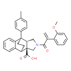 ChemSpider 2D Image | (1R,8R,9S,13S)-11-[2-(2-Methoxyphenyl)acryloyl]-1-(4-methylphenyl)-11-azatetracyclo[6.5.2.0~2,7~.0~9,13~]pentadeca-2,4,6-triene-9-carboxylic acid | C32H31NO4