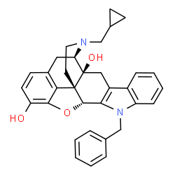 ChemSpider 2D Image | (1S,2S,13R,21R)-11-Benzyl-22-(cyclopropylmethyl)-14-oxa-11,22-diazaheptacyclo[13.9.1.0~1,13~.0~2,21~.0~4,12~.0~5,10~.0~19,25~]pentacosa-4(12),5,7,9,15(25),16,18-heptaene-2,16-diol | C33H32N2O3