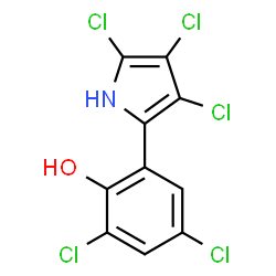 ChemSpider 2D Image | 2,4-Dichloro-6-(3,4,5-Trichloro-1h-Pyrrol-2yl)phenol | C10H4Cl5NO