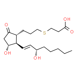ChemSpider 2D Image | 3-[(3-{(1R,2R,3R)-3-Hydroxy-2-[(1E,3S)-3-hydroxy-1-octen-1-yl]-5-oxocyclopentyl}propyl)sulfanyl]propanoic acid | C19H32O5S