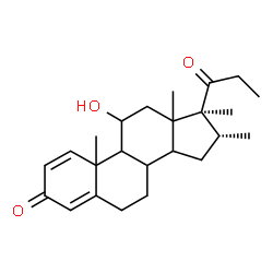 ChemSpider 2D Image | (16R,17S)-11-Hydroxy-10,13,16,17-tetramethyl-17-propionyl-6,7,8,9,10,11,12,13,14,15,16,17-dodecahydro-3H-cyclopenta[a]phenanthren-3-one | C24H34O3
