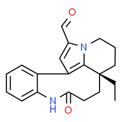 ChemSpider 2D Image | (3aR)-3a-Ethyl-6-oxo-1,2,3,3a,4,5,6,7-octahydroindolizino[8,1-ef][1]benzazonine-13-carbaldehyde | C20H22N2O2
