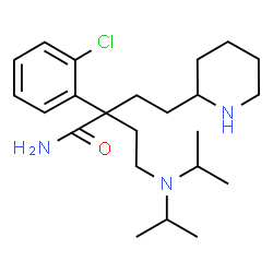 ChemSpider 2D Image | 2-(2-Chlorophenyl)-4-(diisopropylamino)-2-[2-(2-piperidinyl)ethyl]butanamide | C23H38ClN3O