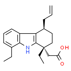 ChemSpider 2D Image | [(1R,4R)-4-Allyl-1,8-diethyl-2,3,4,9-tetrahydro-1H-carbazol-1-yl]acetic acid | C21H27NO2