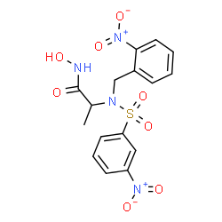 ChemSpider 2D Image | N-Hydroxy-N~2~-(2-nitrobenzyl)-N~2~-[(3-nitrophenyl)sulfonyl]alaninamide | C16H16N4O8S