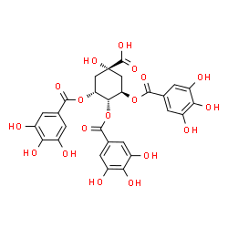 ChemSpider 2D Image | (3R,5R)-1-Hydroxy-3,4,5-tris[(3,4,5-trihydroxybenzoyl)oxy]cyclohexanecarboxylic acid | C28H24O18