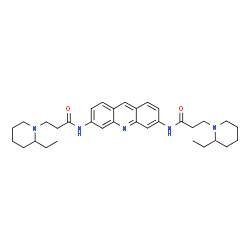 ChemSpider 2D Image | N,N'-3,6-Acridinediylbis[3-(2-ethyl-1-piperidinyl)propanamide] | C33H45N5O2