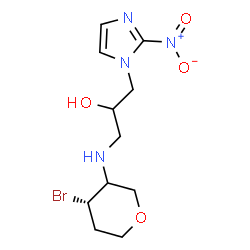 ChemSpider 2D Image | 1-{[(4S)-4-Bromotetrahydro-2H-pyran-3-yl]amino}-3-(2-nitro-1H-imidazol-1-yl)-2-propanol | C11H17BrN4O4