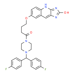 ChemSpider 2D Image | 7-(4-{4-[Bis(4-fluorophenyl)methyl]-1-piperazinyl}-4-oxobutoxy)-1,3-dihydro-2H-imidazo[4,5-b]quinolin-2-one | C31H29F2N5O3