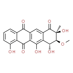 ChemSpider 2D Image | (2S,3S,4R)-2,4,5,7-Tetrahydroxy-3-methoxy-2-methyl-3,4-dihydro-1,6,11(2H)-tetracenetrione | C20H16O8