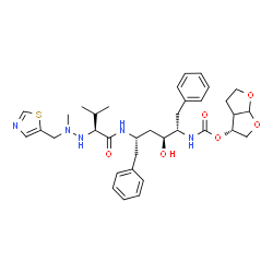 ChemSpider 2D Image | (3R)-Hexahydrofuro[2,3-b]furan-3-yl [(2S,3S,5S)-3-hydroxy-5-({(2S)-3-methyl-2-[2-methyl-2-(1,3-thiazol-5-ylmethyl)hydrazino]butanoyl}amino)-1,6-diphenyl-2-hexanyl]carbamate | C35H47N5O6S