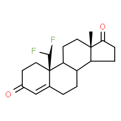 ChemSpider 2D Image | (8xi,9xi,14xi)-19,19-Difluoroandrost-4-ene-3,17-dione | C19H24F2O2