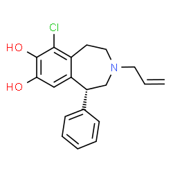 ChemSpider 2D Image | (1R)-3-Allyl-6-chloro-1-phenyl-2,3,4,5-tetrahydro-1H-3-benzazepine-7,8-diol | C19H20ClNO2
