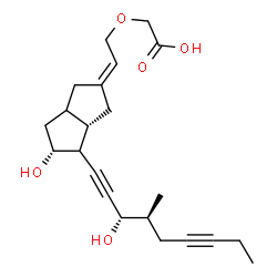 ChemSpider 2D Image | ({(2E)-2-[(3aS,5R)-5-Hydroxy-4-[(3S,4S)-3-hydroxy-4-methyl-1,6-nonadiyn-1-yl]hexahydro-2(1H)-pentalenylidene]ethyl}oxy)acetic acid | C22H30O5