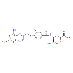 ChemSpider 2D Image | N-(4-{[(2,4-Diamino-6-pteridinyl)methyl]amino}-3-methylbenzoyl)-4-fluoro-L-glutamic acid | C20H21FN8O5