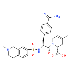 ChemSpider 2D Image | (2R)-1-{4-Carbamimidoyl-N-[(2-methyl-1,2,3,4-tetrahydro-7-isoquinolinyl)sulfonyl]-L-phenylalanyl}-4-methyl-1,2,3,6-tetrahydro-2-pyridinecarboxylic acid | C27H33N5O5S