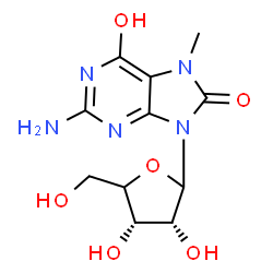 ChemSpider 2D Image | 2-Amino-7-methyl-9-[(4xi)-D-erythro-pentofuranosyl]-7,9-dihydro-1H-purine-6,8-dione | C11H15N5O6