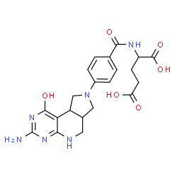 ChemSpider 2D Image | N-[4-(3-amino-1-hydroxy-5,6,6a,7,9,9a-hexahydro-8H-pyrrolo[3',4':4,5]pyrido[2,3-d]pyrimidin-8-yl)benzoyl]glutamic acid | C21H24N6O6