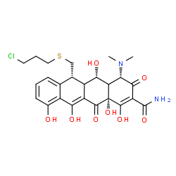 ChemSpider 2D Image | (4S,5S,6R,12aR)-6-{[(3-Chloropropyl)sulfanyl]methyl}-4-(dimethylamino)-1,5,10,11,12a-pentahydroxy-3,12-dioxo-3,4,4a,5,5a,6,12,12a-octahydro-2-tetracenecarboxamide | C25H29ClN2O8S