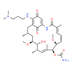 ChemSpider 2D Image | (4E,6Z,8S,9S,10E,12S,13R,14S,16R)-19-{[3-(Dimethylamino)propyl]amino}-13-hydroxy-8,14-dimethoxy-4,10,12,16-tetramethyl-3,20,22-trioxo-2-azabicyclo[16.3.1]docosa-1(21),4,6,10,18-pentaen-9-yl carbamate | C33H50N4O8
