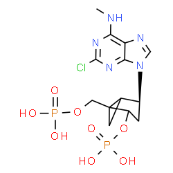 ChemSpider 2D Image | [(4S)-4-[2-chloro-6-(methylamino)-9H-purin-9-yl]-2-(phosphonooxy)bicyclo[3.1.0]hex-1-yl]methyl dihydrogen phosphate | C13H18ClN5O8P2