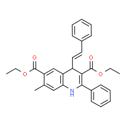 ChemSpider 2D Image | Diethyl 7-methyl-2-phenyl-4-[(E)-2-phenylvinyl]-1,4-dihydro-3,6-quinolinedicarboxylate | C30H29NO4