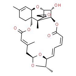 ChemSpider 2D Image | (4E,7R,9S,10S,11E,13Z,17S,19R,20aR,24aR,25R)-25-hydroxy-5,9,17a,22-tetramethyl-6,7,9,10,17,17a,23,24-octahydro-3H,15H,19H,20aH-spiro[7,10-epoxy-17,19-methano[1,6,12]trioxacyclononadecino[3,4-d]chromene-18,2'-oxirane]-3,15-dione | C29H36O9