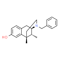 ChemSpider 2D Image | (2R,6R,11R)-3-benzyl-6,11-dimethyl-1,2,3,4,5,6-hexahydro-2,6-methano-3-benzazocin-8-ol | C21H25NO