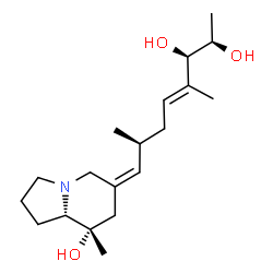 ChemSpider 2D Image | (2R,3R,4E,7S,8Z)-8-[(8S,8aS)-8-Hydroxy-8-methylhexahydro-6(5H)-indolizinylidene]-4,7-dimethyl-4-octene-2,3-diol | C19H33NO3