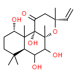 ChemSpider 2D Image | (3R,4aR,6aS,10S,10bS)-5,6,10,10b-Tetrahydroxy-3,4a,7,7,10a-pentamethyl-3-vinyldodecahydro-1H-benzo[f]chromen-1-one | C20H32O6