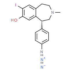 ChemSpider 2D Image | (5R)-5-(4-Azidophenyl)-8-iodo-3-methyl-2,3,4,5-tetrahydro-1H-3-benzazepin-7-ol | C17H17IN4O