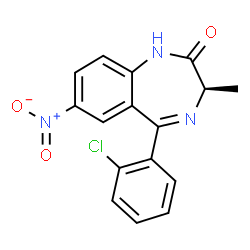 ChemSpider 2D Image | (3R)-5-(2-Chlorophenyl)-3-methyl-7-nitro-1,3-dihydro-2H-1,4-benzodiazepin-2-one | C16H12ClN3O3