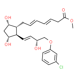 ChemSpider 2D Image | Methyl (3E,5E)-7-{(1R,2R,3R,5S)-2-[(1E,3R)-4-(3-chlorophenoxy)-3-hydroxy-1-buten-1-yl]-3,5-dihydroxycyclopentyl}-3,5-heptadienoate | C23H29ClO6