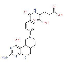 ChemSpider 2D Image | N-[4-(3-Amino-1-oxo-1,5,6,6a,7,8,10,10a-octahydropyrimido[4,5-c][2,6]naphthyridin-9(2H)-yl)benzoyl]glutamic acid | C22H26N6O6