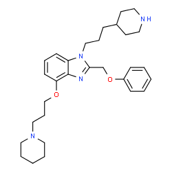 ChemSpider 2D Image | 2-(Phenoxymethyl)-4-[3-(1-piperidinyl)propoxy]-1-[3-(4-piperidinyl)propyl]-1H-benzimidazole | C30H42N4O2