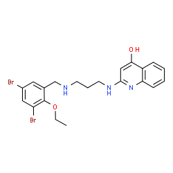 ChemSpider 2D Image | 2-({3-[(3,5-Dibromo-2-ethoxybenzyl)amino]propyl}amino)-4-quinolinol | C21H23Br2N3O2
