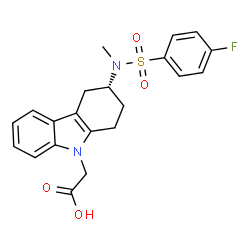 ChemSpider 2D Image | [(3R)-3-{[(4-Fluorophenyl)sulfonyl](methyl)amino}-1,2,3,4-tetrahydro-9H-carbazol-9-yl]acetic acid | C21H21FN2O4S