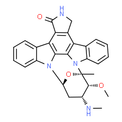 ChemSpider 2D Image | (5R,6R,7R,9S)-6-methoxy-5-methyl-7-(methylamino)-6,7,8,9,15,16-hexahydro-5H,14H-5,9-epoxy-4b,9a,15-triazadibenzo[b,h]cyclonona[1,2,3,4-jkl]cyclopenta[e]-as-indacen-14-one | C28H26N4O3