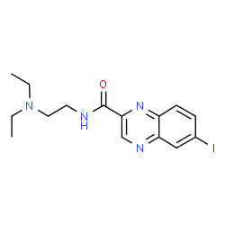 ChemSpider 2D Image | N-[2-(Diethylamino)ethyl]-6-iodo-2-quinoxalinecarboxamide | C15H19IN4O
