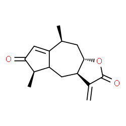 ChemSpider 2D Image | (3aR,5R,8S,9aS)-5,8-Dimethyl-3-methylene-3a,4a,5,8,9,9a-hexahydroazuleno[6,5-b]furan-2,6(3H,4H)-dione | C15H18O3