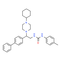 ChemSpider 2D Image | 1-[2-(4-Biphenylyl)-2-(4-cyclohexyl-1-piperazinyl)ethyl]-3-(4-methylphenyl)urea | C32H40N4O