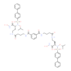ChemSpider 2D Image | N,N'-Bis(4-{[(3R)-3-[(4-biphenylylsulfonyl)(isopropoxy)amino]-4-(hydroxyamino)-4-oxobutyl]amino}-4-oxobutyl)isophthalamide | C54H66N8O14S2