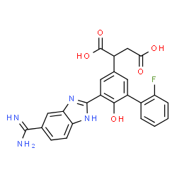 ChemSpider 2D Image | 2-[5-(5-Carbamimidoyl-1H-benzimidazol-2-yl)-2'-fluoro-6-hydroxy-3-biphenylyl]succinic acid | C24H19FN4O5