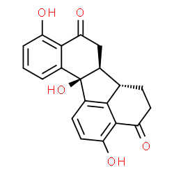 ChemSpider 2D Image | (6aS,6bS,12bS)-3,9,12b-Trihydroxy-5,6,6a,6b,7,12b-hexahydrobenzo[j]fluoranthene-4,8-dione | C20H16O5