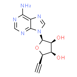 ChemSpider 2D Image | 9-(5,6-dideoxy-beta-D-lyxo-hex-5-ynofuranosyl)-9H-purin-6-amine | C11H11N5O3