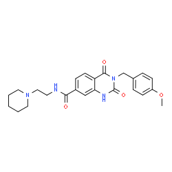 ChemSpider 2D Image | 3-(4-Methoxybenzyl)-2,4-dioxo-N-[2-(1-piperidinyl)ethyl]-1,2,3,4-tetrahydro-7-quinazolinecarboxamide | C24H28N4O4