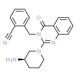 ChemSpider 2D Image | 2-({2-[(3R)-3-Amino-1-piperidinyl]-4-oxo-3(4H)-quinazolinyl}methyl)benzonitrile | C21H21N5O