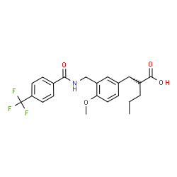 ChemSpider 2D Image | 2-[4-Methoxy-3-({[4-(trifluoromethyl)benzoyl]amino}methyl)benzyl]pentanoic acid | C22H24F3NO4
